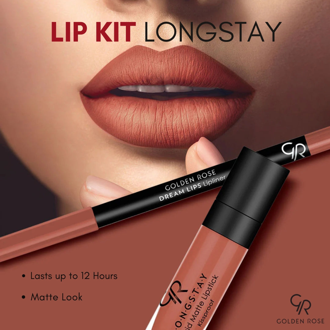 Golden Rose Longstay Matte Lip Kit lipstick liner set Pakistan buy online