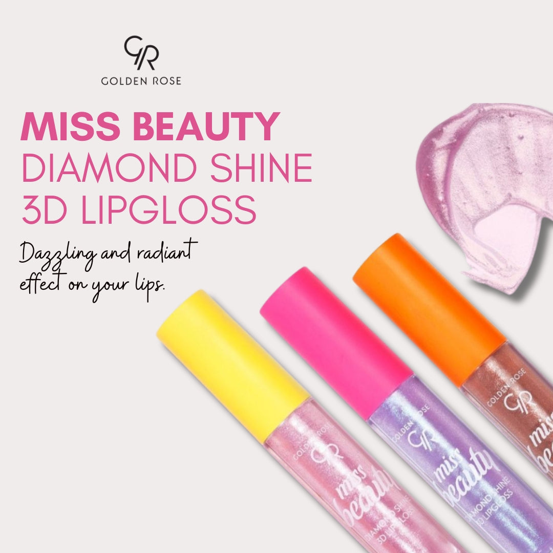 Golden Rose Miss Beauty Diamond Shine 3D Lip Gloss sparkle Pakistan