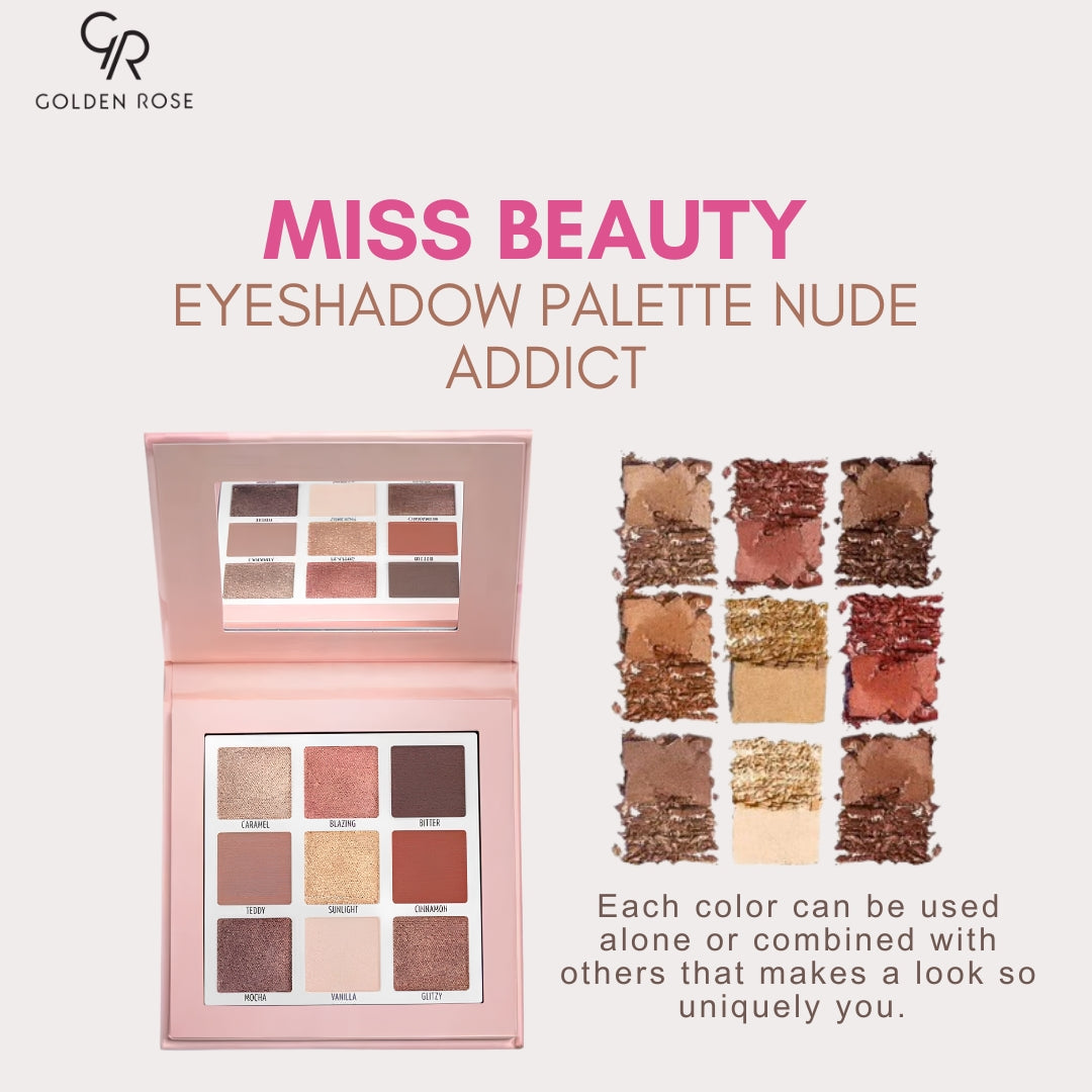 Golden Rose Miss Beauty Nude Addict Eyeshadow Palette matte pearl Pakistan